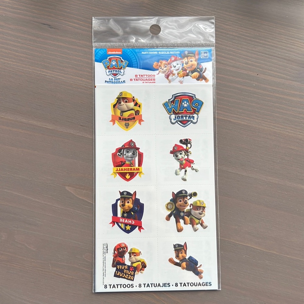 8 pcs Paw Patrol Temporary Tattoos